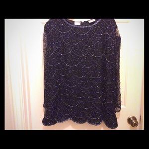 Praise Hymn Fashions black 2X beaded zip back top